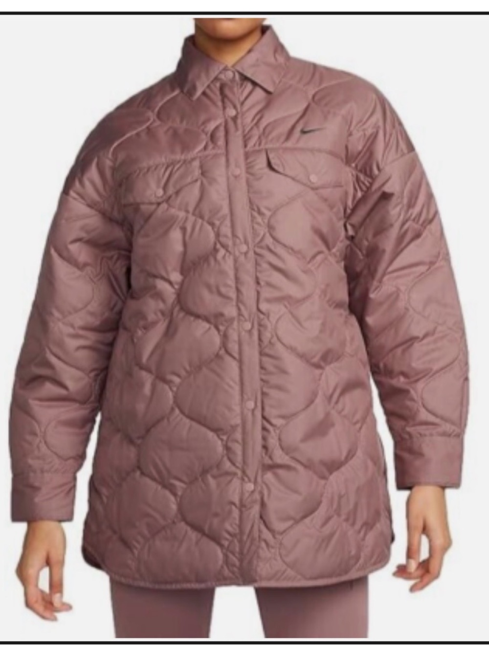 Nike Women's Quilted Puffer Shacket - Dusty Rose